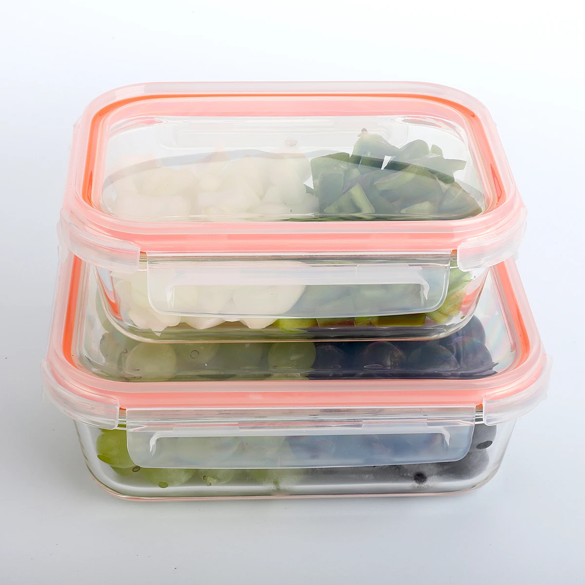 Прозрачный прозрачный стеклянный контейнер для хранения продуктов с крышками