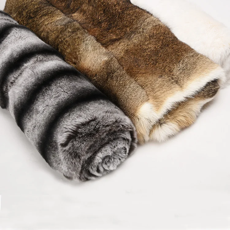 Genuine soft dyed Chinese rabbit fur black color rex rabbit fur throw