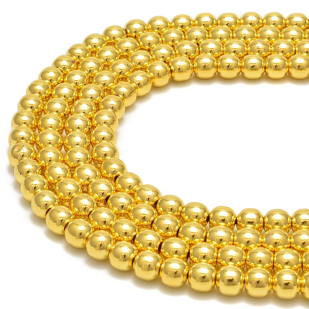 YMJ New Rose Gold Silver Gray Copper Hematite Loose Bead Strand 4mm 6mm 8mm 10mm 12mm Round Stone Beads for Jewelry Making