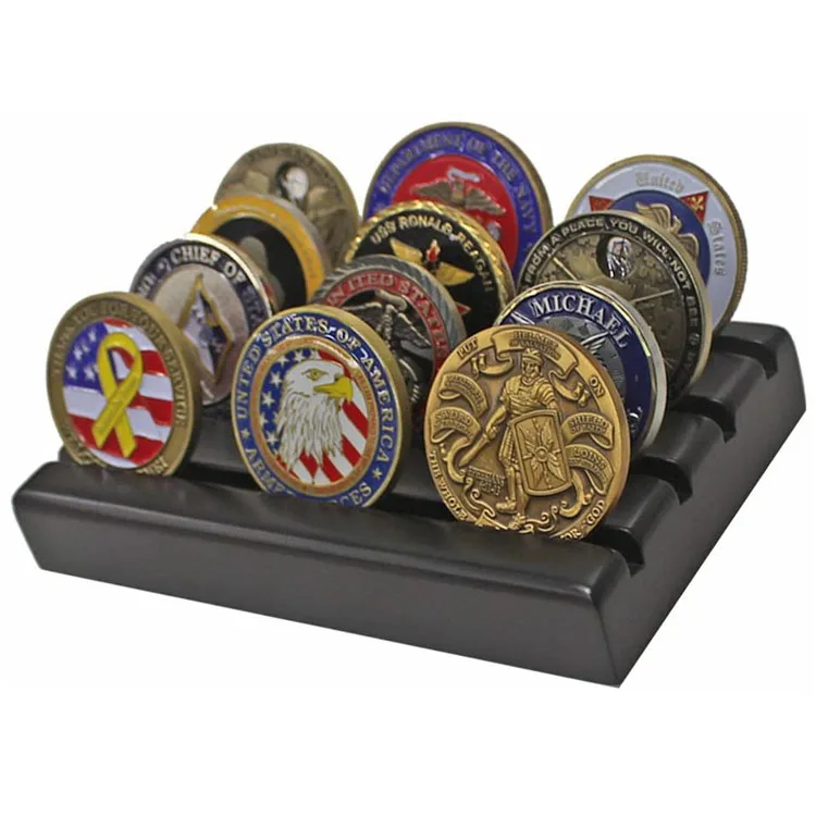 
Custom modern natural rectangle challenge coin display stand display stand military coin rack product display stand 