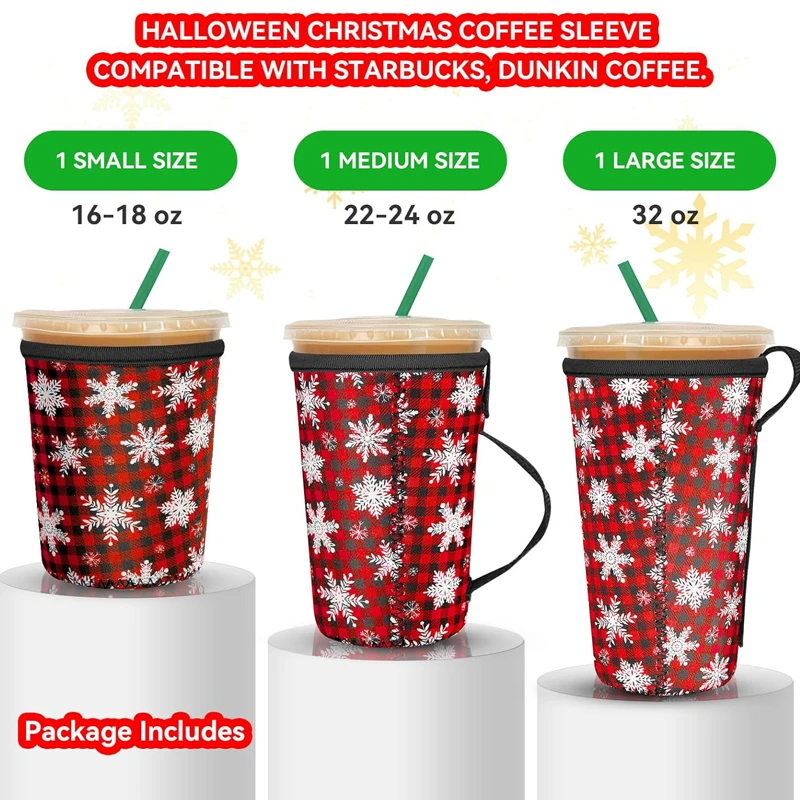 Custom Halloween Christmas Insulated Neoprene Cup Sleeve Reusable Iced Coffee Cup Sleeve
