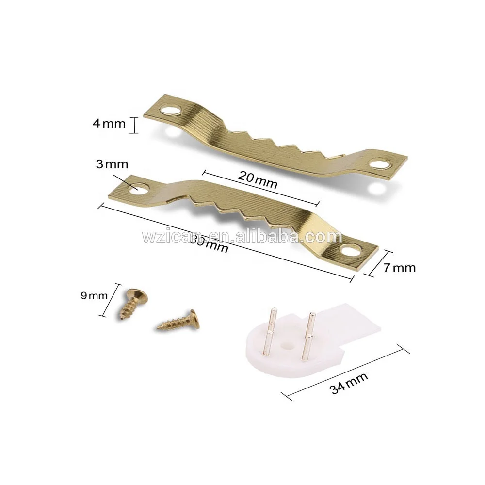 China alibaba supplier 50 Pack Golden Sawtooth Picture Frame Hangers with Screws and 50 Pack Picture Wall Hooks