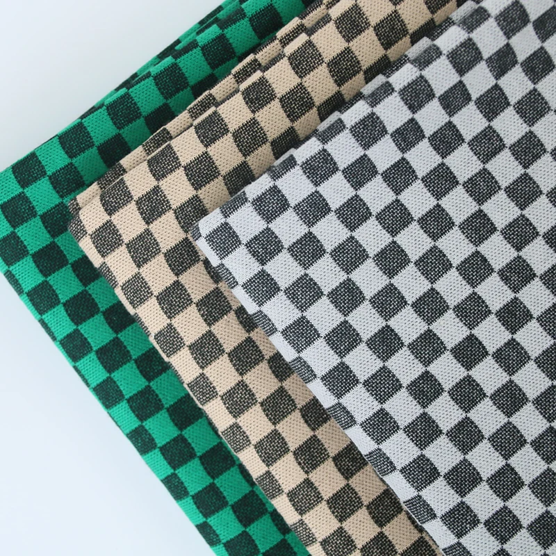 Wholesale checkerboard pattern 75%polyester 25%cotton knitted plaid fabric 320gsm for pajamas