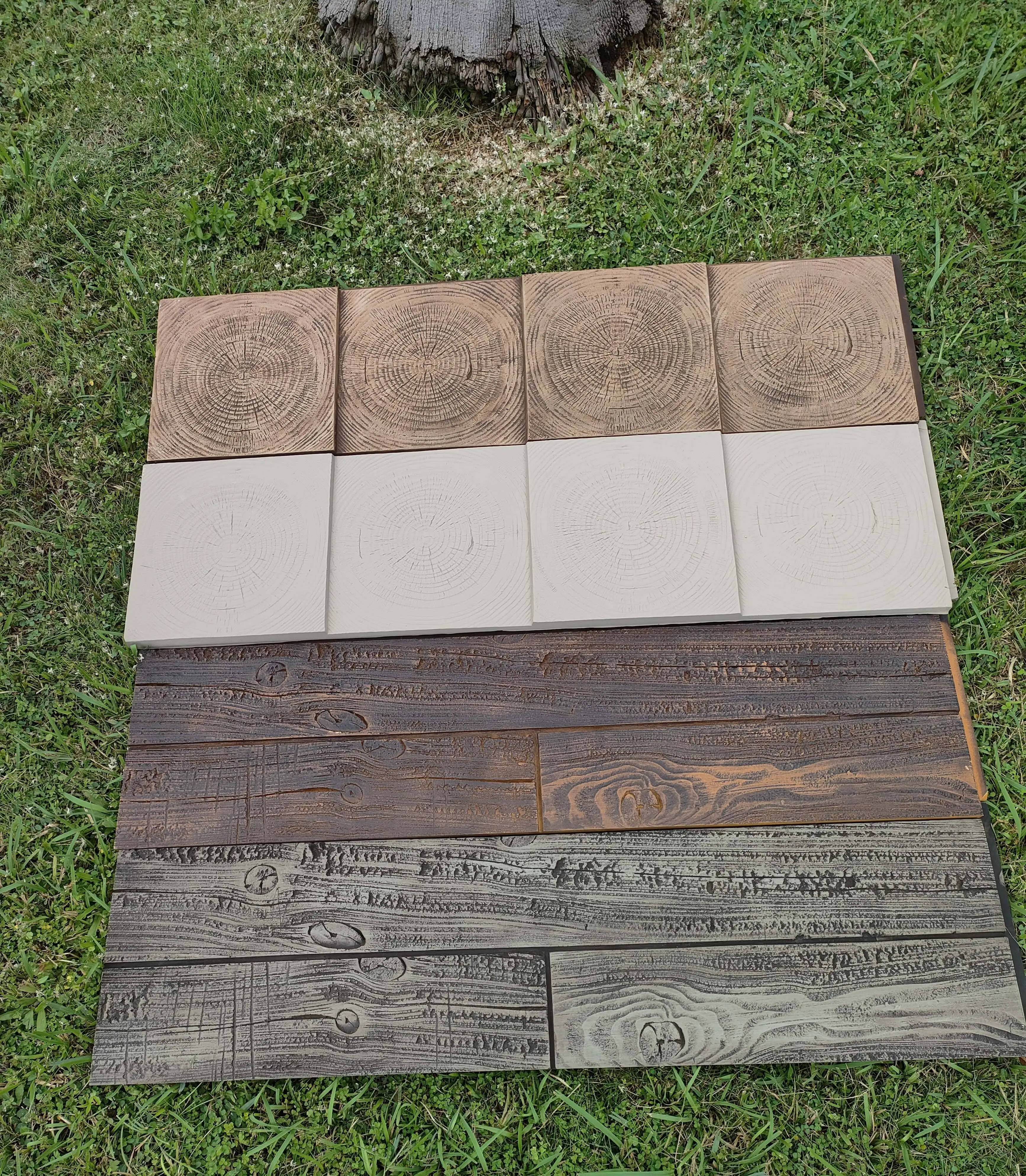 Light weight easy installation PU faux wood 3d wall panel Polyurethane artificial stone sea rot wood veneer for outdoor use