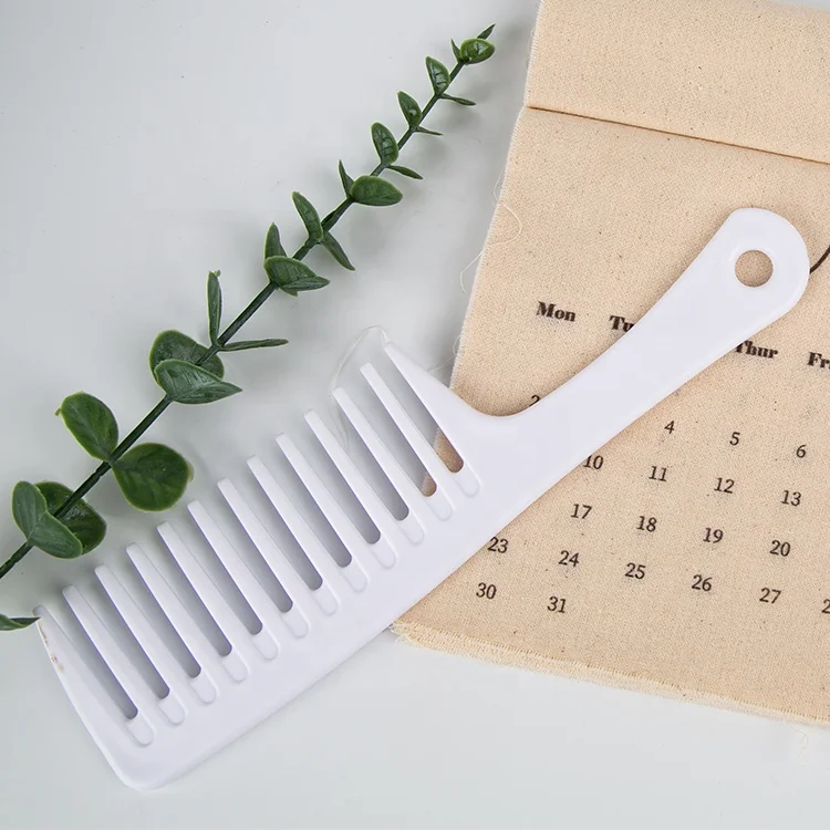 Gloway Manufacturer Oem Hair Styling Tools Plastic White Wide Tooth Hair Comb Brush For Wet or Dry Detangle Hairs