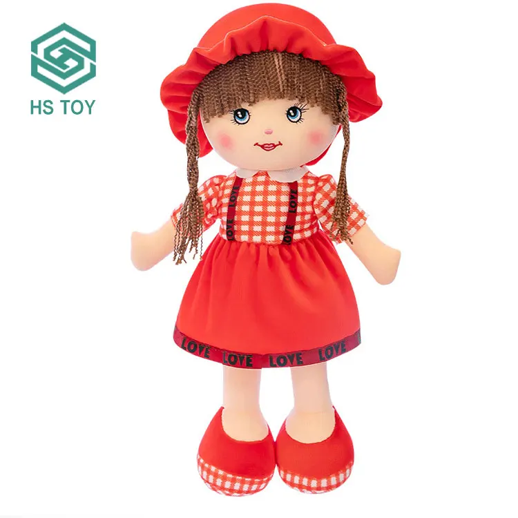 HS Wholesale 14 Inch Cotton Stuffed Rag Dolls Custom Weighted Plush Toy For Christmas Baby Gifts