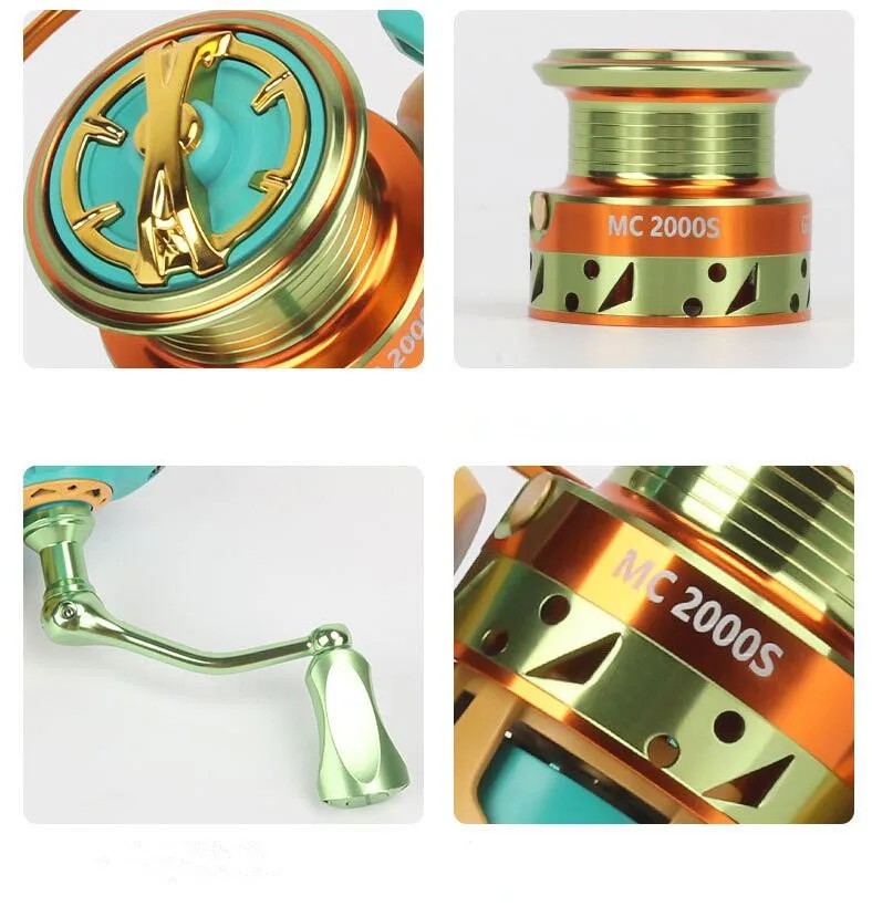 New MC 8kgs Ratio 5.2:1 Spinning Wheel 5+1BB 1000 2000 3000 Series Aluminum Alloy Body Raft Rotating Fishing Reel