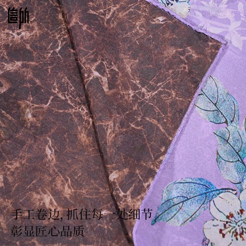 Custom Silk Scarf Vintage Design 100% Viscose Satin Cloud Gauze Hair Wrap Satin Printed Women Neck Scarf