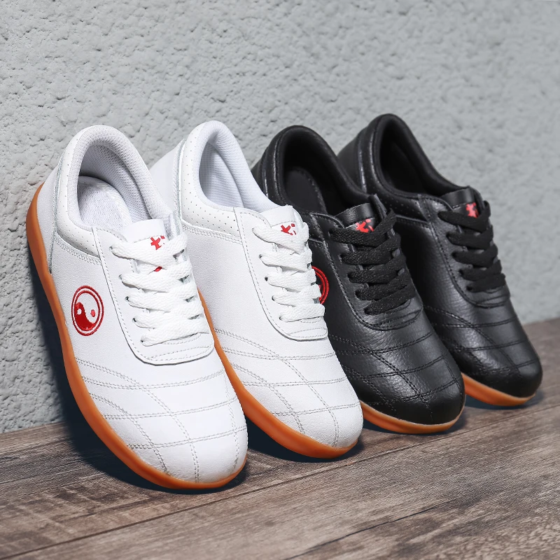 Custom Logo Chinese Kungfu Shoes Genuine Leather Wushu Sneakers Men Taichi Sports Martial Arts Shoes