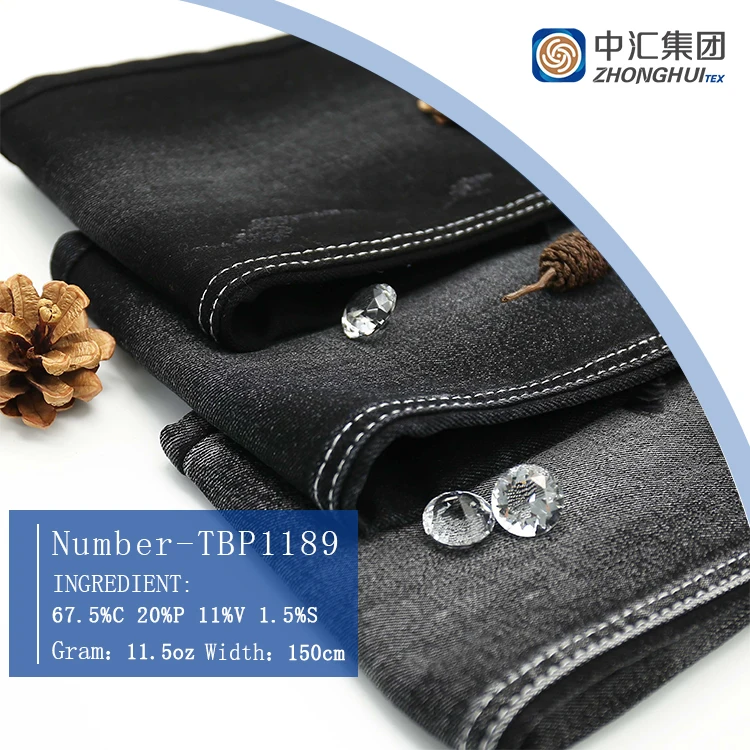 Raw Vintage Salvage Good Stretch Denim Fabric Black Stock Lot In China