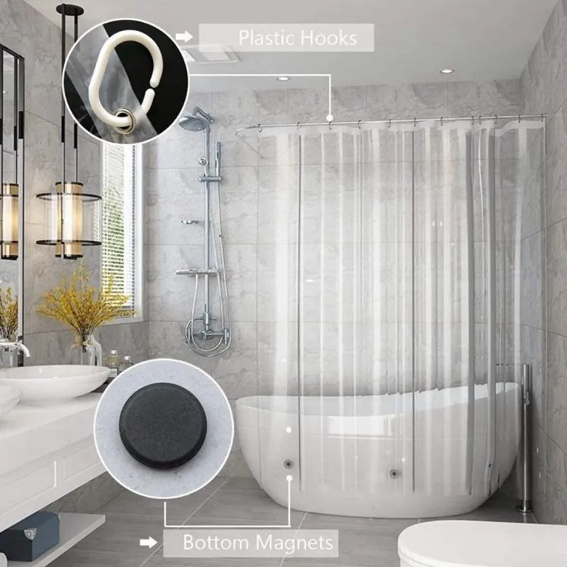 3D Shower Curtain Waterproof Mildew EVA Bath Curtains Modern Cobblestone Pattern Translucent Bathroom Curtain