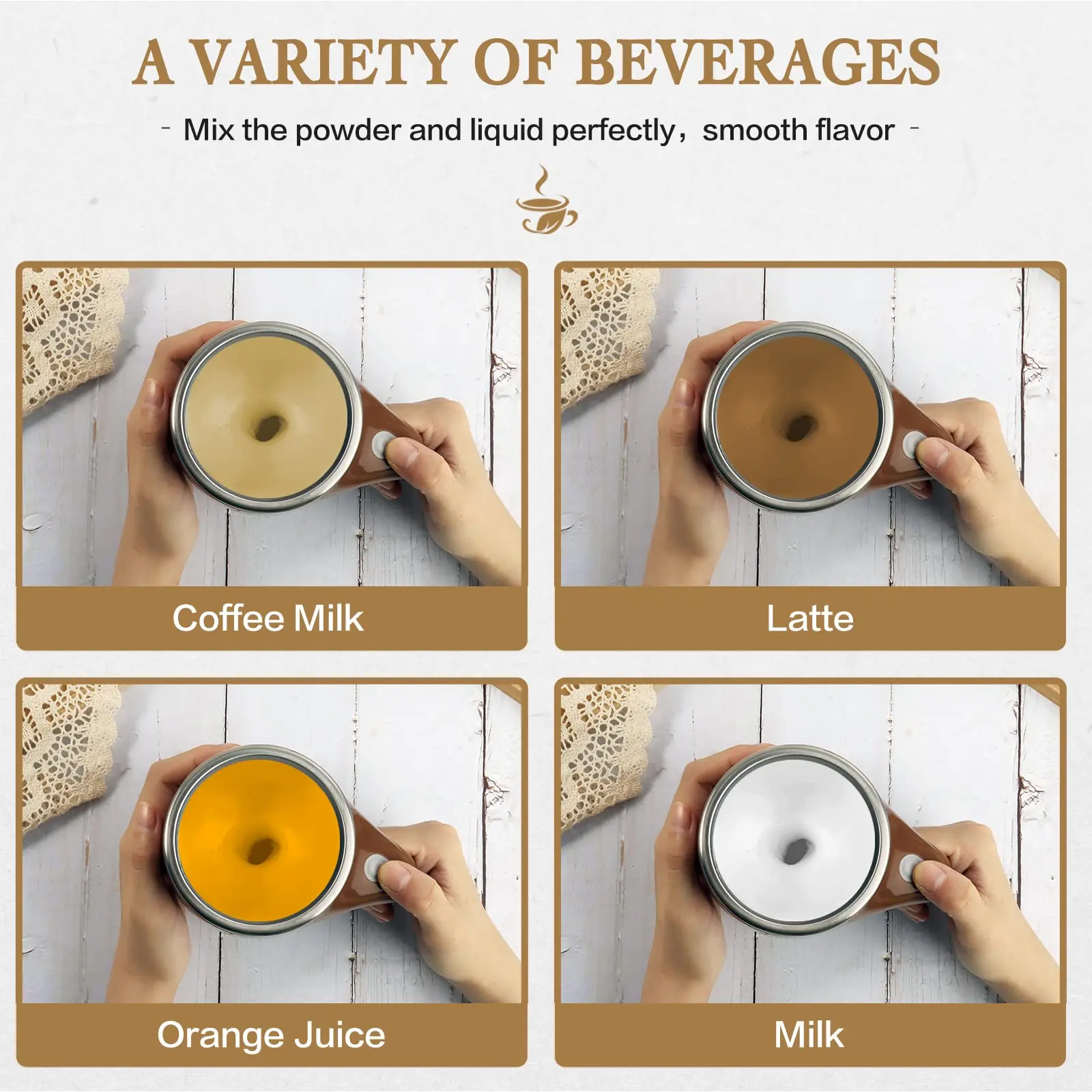 electric stirring thermos coffee cup rechargeable automatic magnetic stir mug battery mixer cup self stirring cup