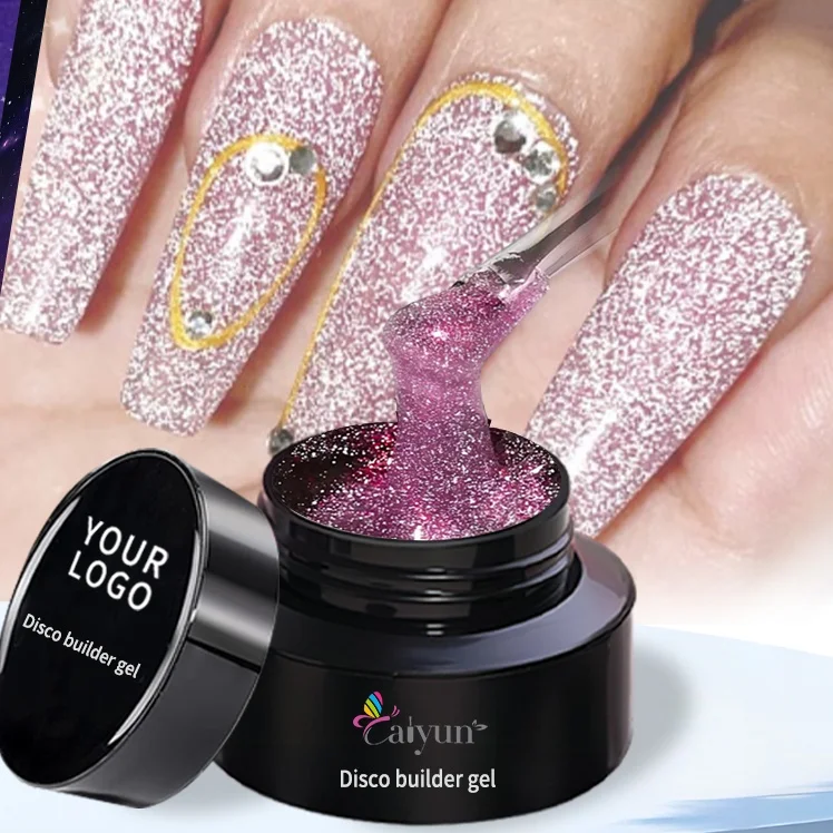 Hema Free No Burn Uv Rubber Hard Gel Nail Reflective Disco Builder Nail Gel