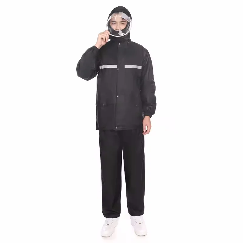 Adult Split Raincoat and Rain Pants Set Oxford Cloth PVC Outdoor Electric Bike Riding Reflective Raincoat Wholesale Price