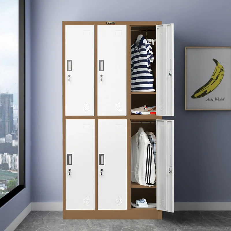 Classrooms Supermarket Hostels Locker Colorful Steel Six- Door Multi Function Cabinet metal Lockers