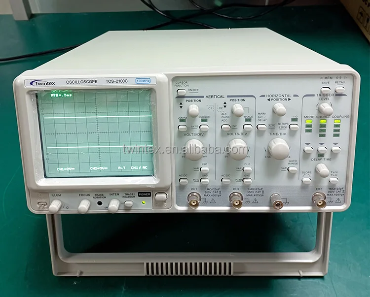 Twintex TOS-2100C задержки развертки двухканальный ЭЛТ-аналоговый осциллограф 100