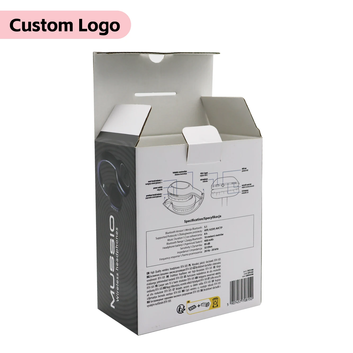 Customize Printing Mobile Phone Cable Wall Charger Car Charger Packaging Box with clear Window and Blister Tray