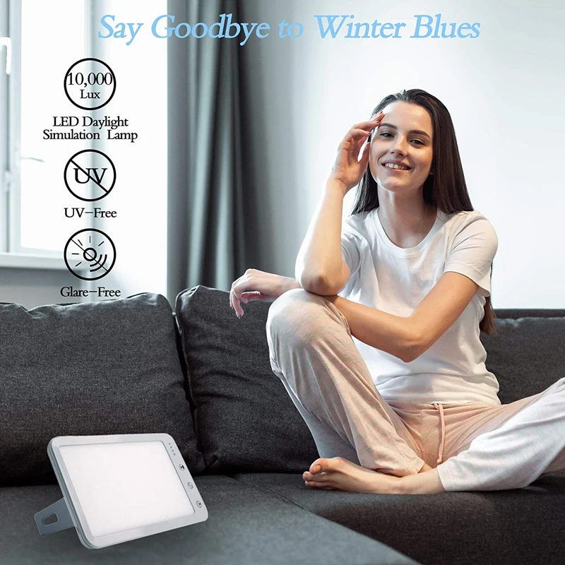 Large Size Screen Antidepressant UV-Free Full Spectrum 10000 Lux Sun Adjustable Brightness SAD Light Therapy Lamp