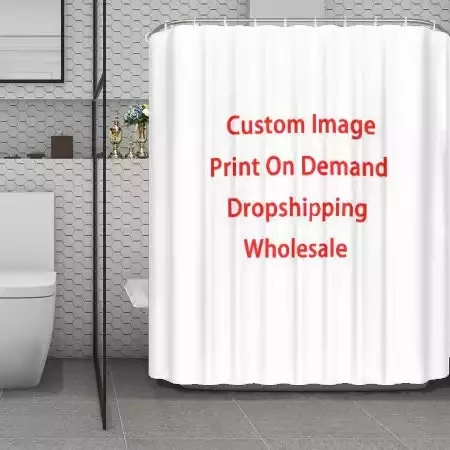 Custom Logo Fashion Trendy Casual Big Size Polyester Shower Curtain High Quality Print On Demand Home Bathroom Bathtub Decor