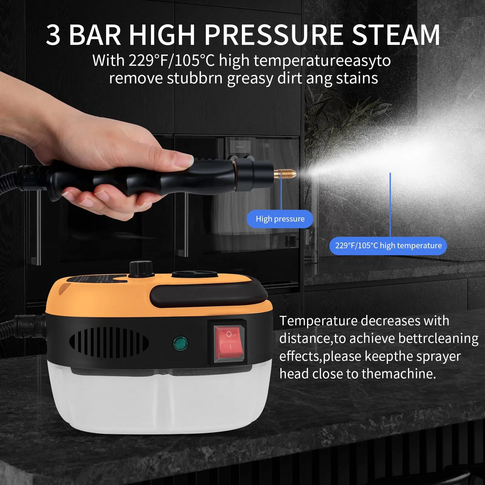 2500W Portable Steam Cleaner High Temperature Sterilization Pressure Jet Washer Machine for Home Car Kitchen Air Conditioner