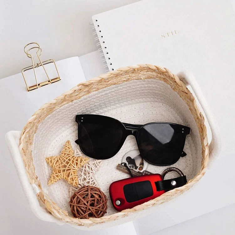 Home Wholesale Customized Decorative Cotton Rope Woven Baby Nursery Baskets for Clothes