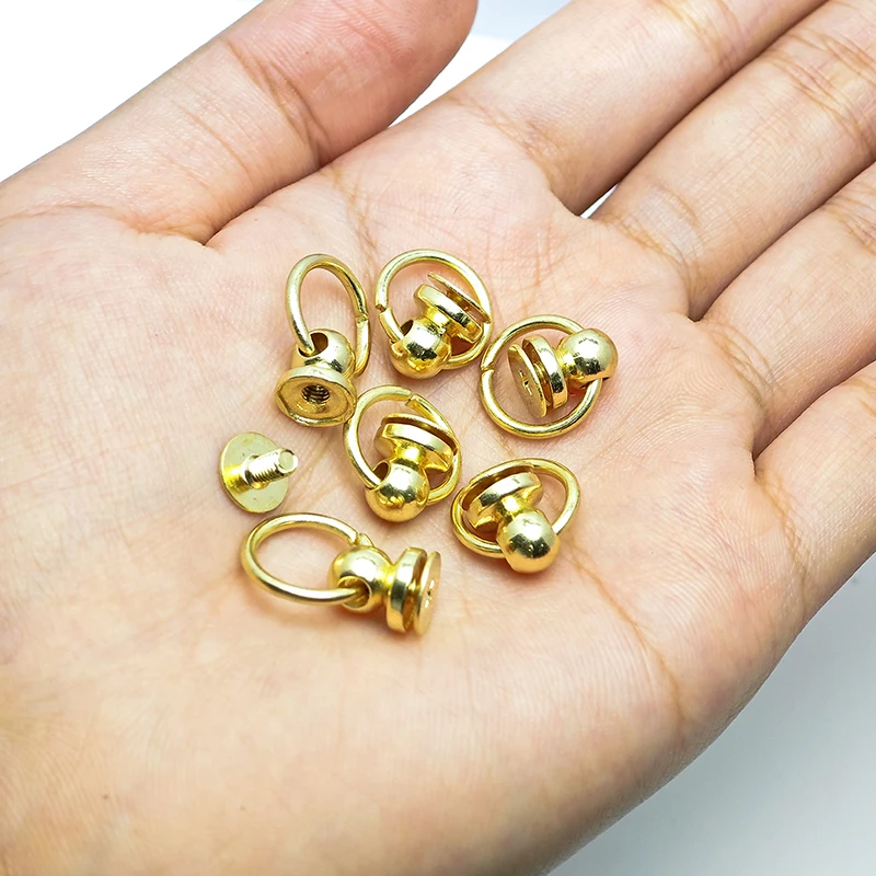 Bag Accessories Screwback Ball Studs Round Head Rivet with Pull Ring for Purse Wallet Phone Case