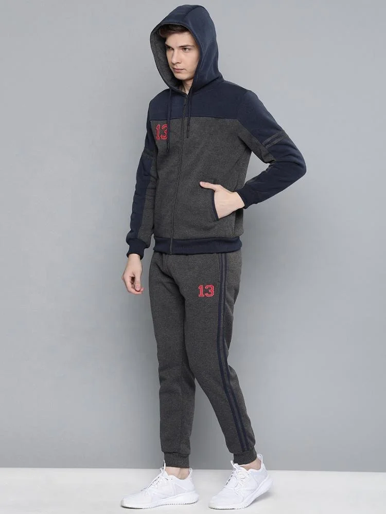 Custom  LOGO Men Grey & Blue  Basketball Tracksuits/Training Suit