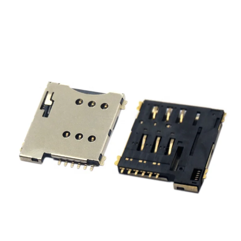 Micro sim card adapt  push push SMT type H=1.35 6 pin Slot socket Connector