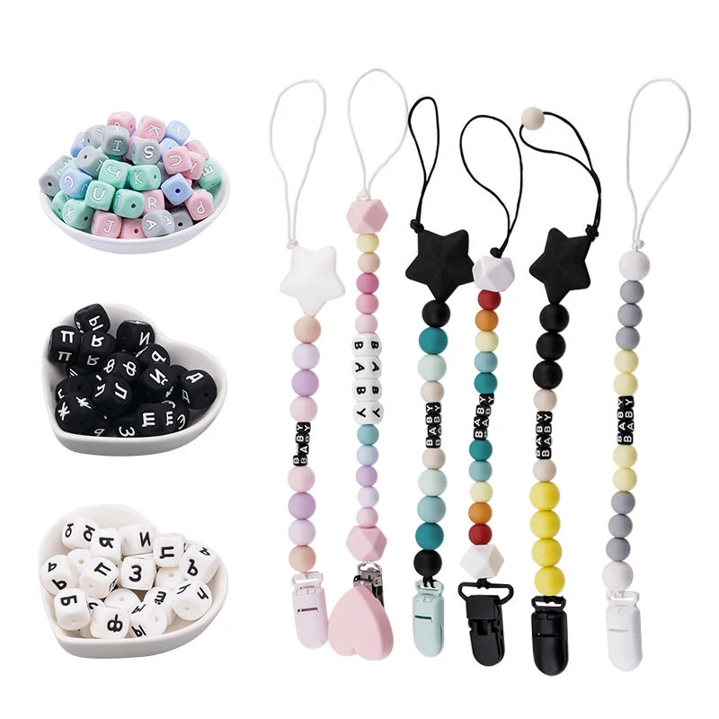 Бесплатный образец, высокое качество, 15 мм/12 мм/9 мм, 67 цветов, двухпористые, без БФА, детские силиконовые бусины для прорезывания зубов, бусины для прорезывания зубов, зажим для соски