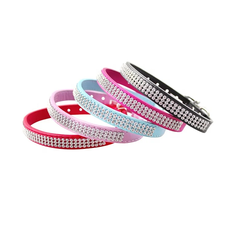 Puppy Kitten Pet Supplies  Rhinestone Artificial Diamond PU Dog Collar and Leash set