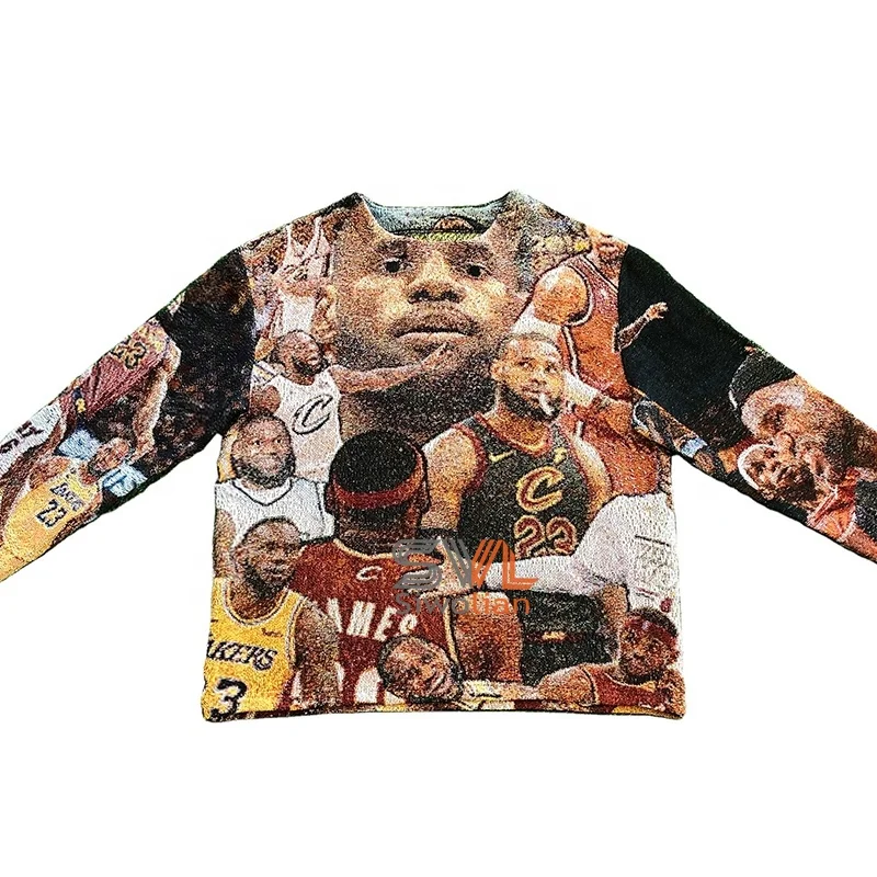 Mens custom tapestri sweater woven crewneck hoodie Tapestri sweatshirt Jacquard Mans tapestry anime sweatshirts