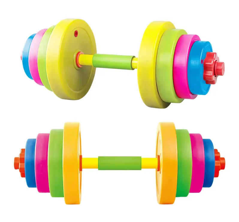 New design kids body exercise equipment adjustable plastic dumbbell toy set