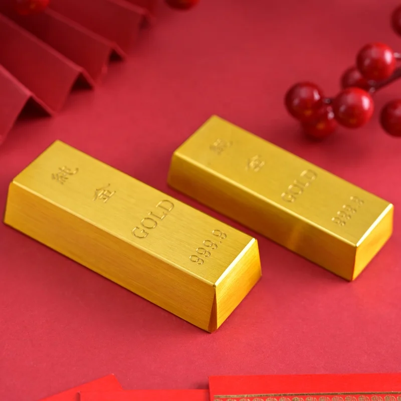 Wholesale Brass Simulation 999 Gold Bar Metal Handicraft Gifts Solid Props Gold Plated Bullion Copper Gold Bar