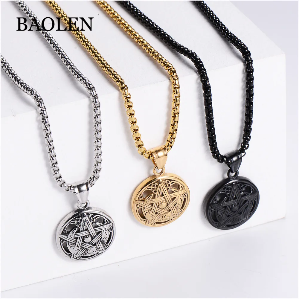 2021 Hot Sell Style geometric star and moon jewelry sun and moon stainless steel casting pendant