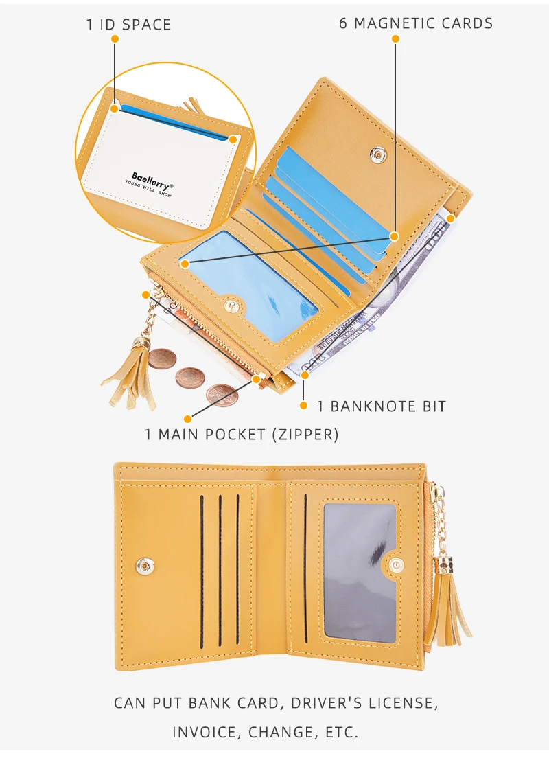 Baellerry Brand Wholesale Woman card holder wallet Pu leather fashion purse bags wholesale female wallets