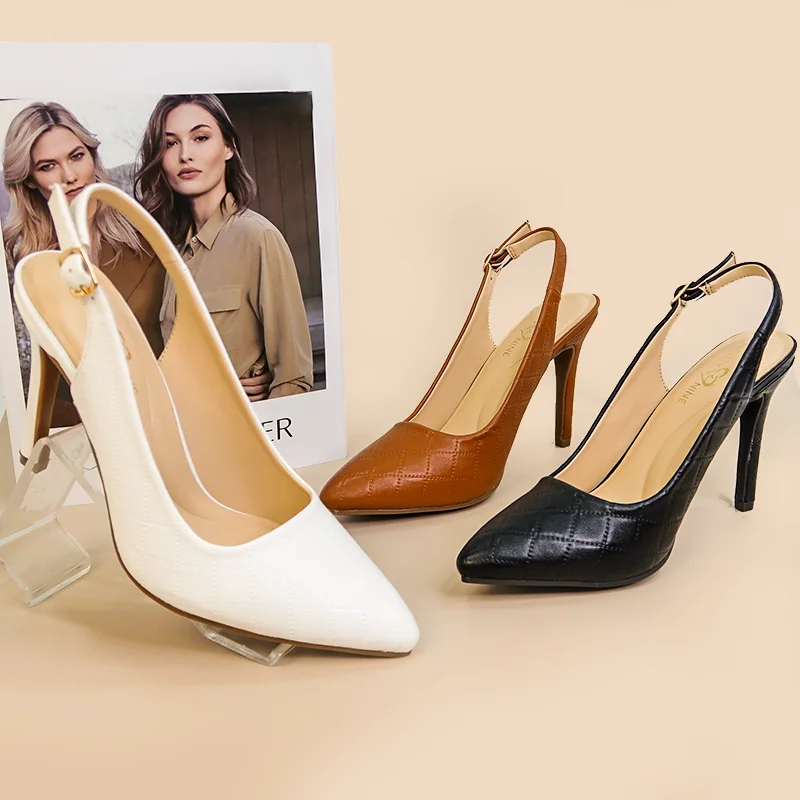 Женские туфли на шпильке, туфли-лодочки с острым носком на высоком каблуке с ремешком на пятке, 2022