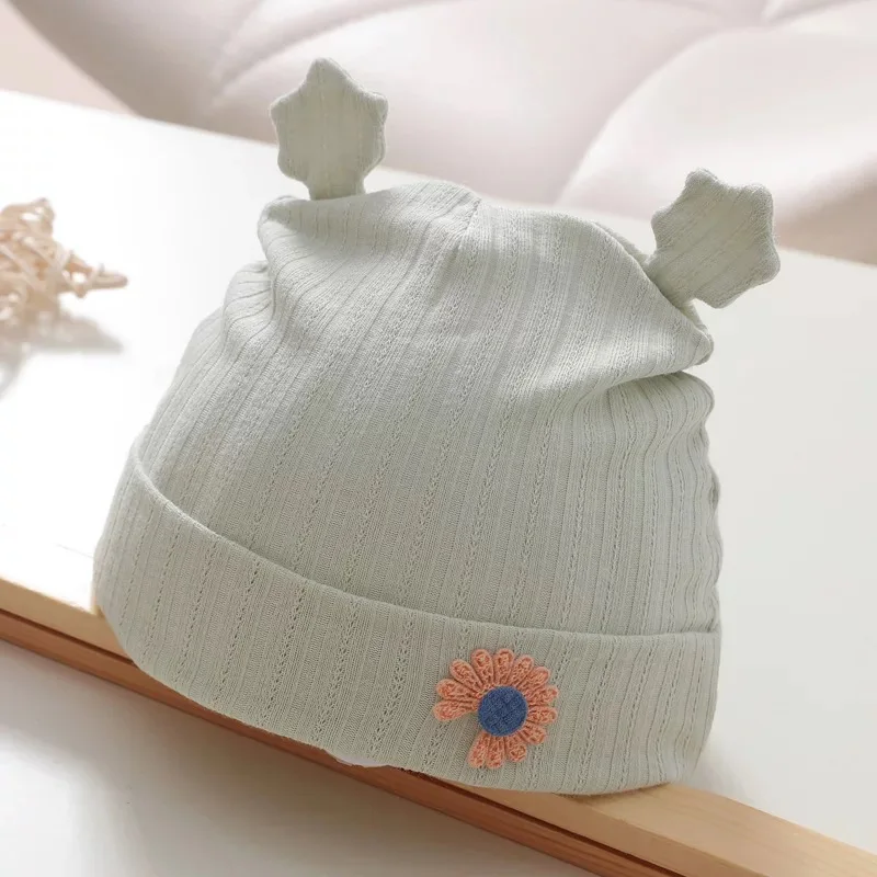 Cute design autumn cotton new born baby knot hat knit