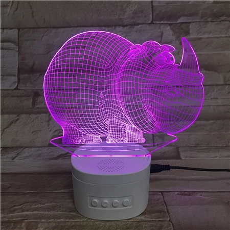 
Portable Wireless Speaker Rhinoceros Baby Night Light Creative Small Led Table Lamp 3D Gradient Led Lighting For Bedroom Decor 