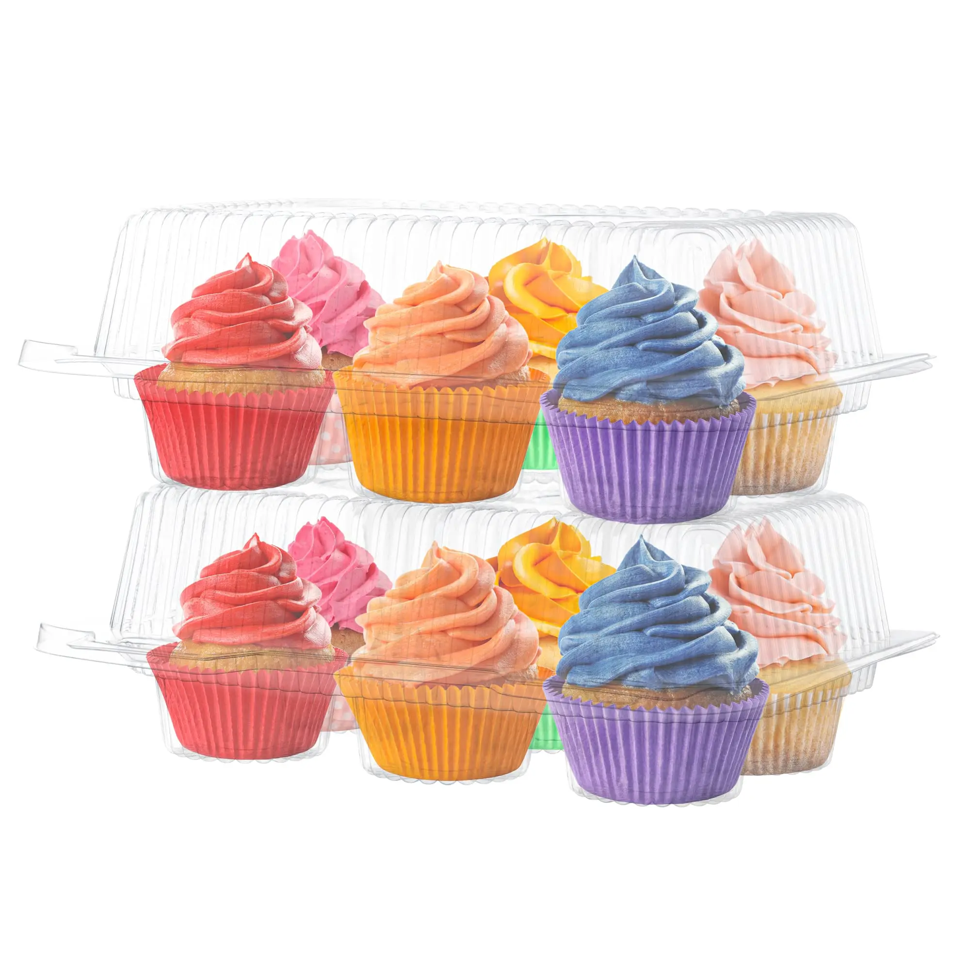 Custom 1 2 4 6 12 Cupcake Carrier Holders Clear Plastic Blister Clamshell Containers Dessert Muffins Packaging Box With Dome Lid