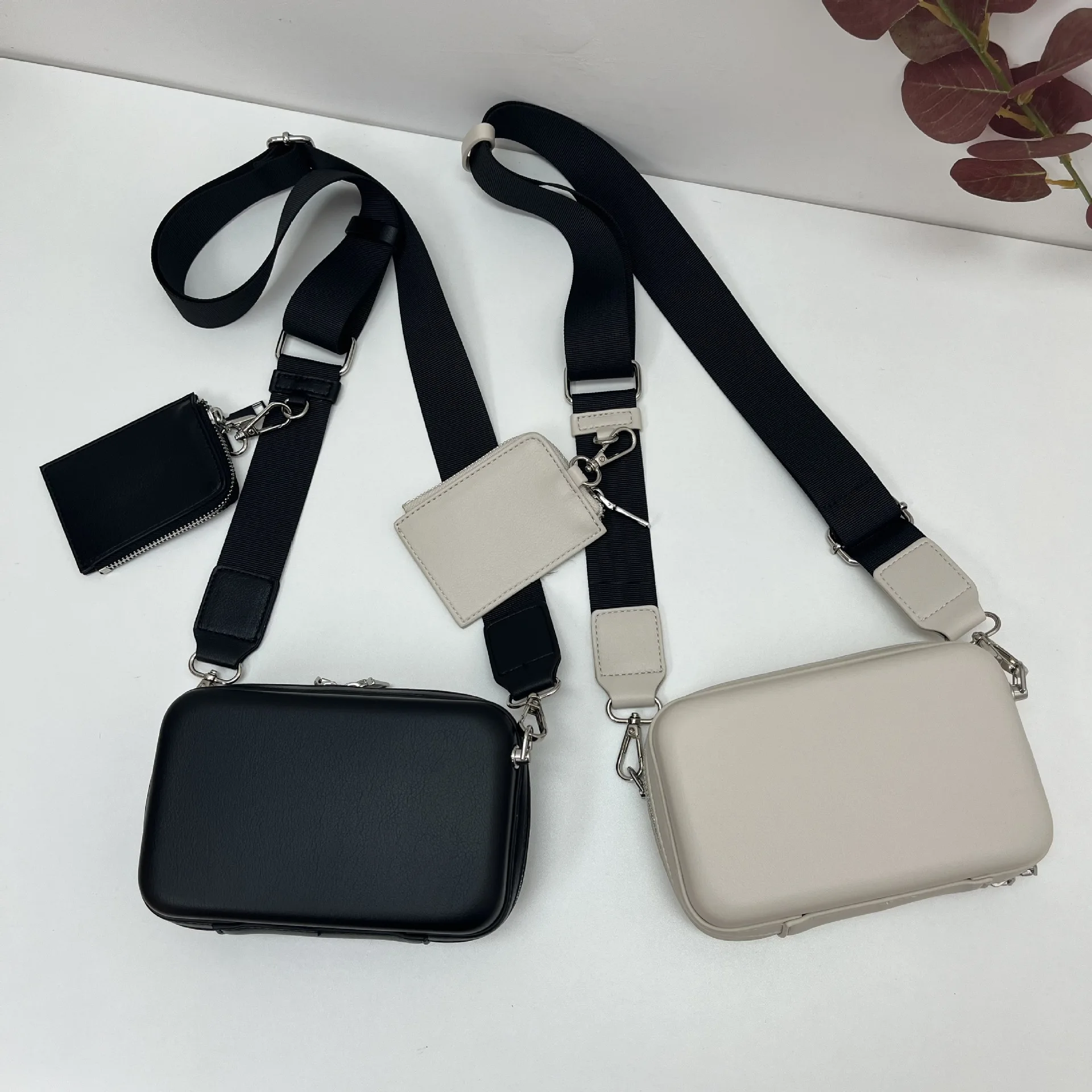 High Quality Pu Leather Crossbody Bag Men Cell Phone Travel Small Square Shoulder Bags Hard Case Wide Strap Messenger Bag
