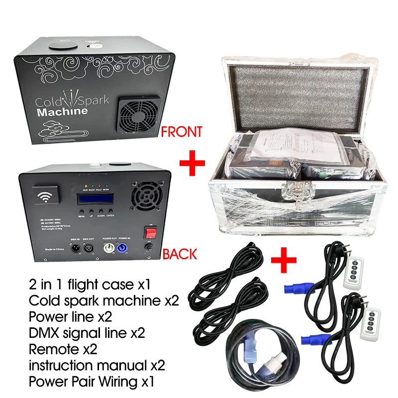 2in1 Flightcase New electromagnetic heating Cold Fireworks Spark Machine for Wedding Party cold spark fountain machine
