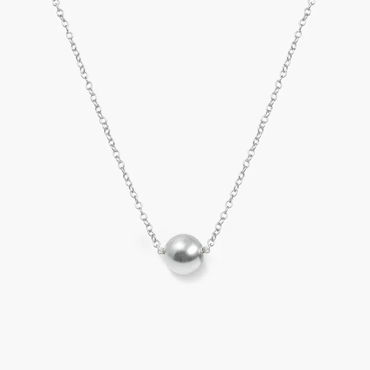Sterling Silver Ball Necklace Sparkly Single Bead Women
