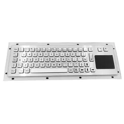 waterproof 65 keys industrial metal mounted mechanical kiosk keyboard with touchpad or trackball