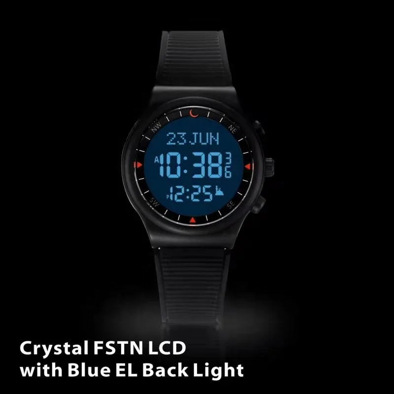 Muslim Digital Prayer Time Alarm Sports Watch Plastic Case Silicon Strap Back Light AS-S016