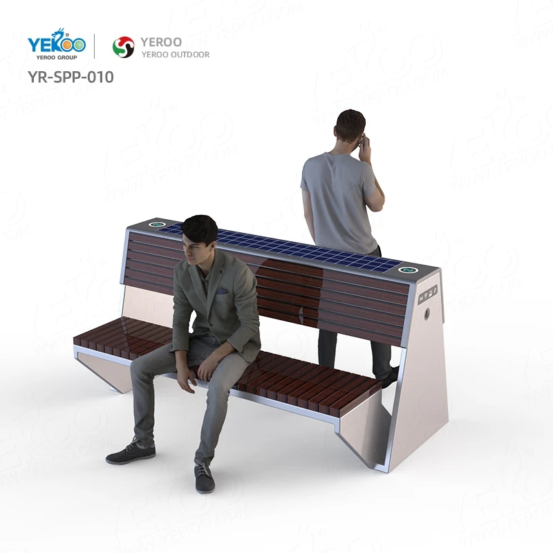 Высокое качество открытый парк из нержавеющей стали умная Солнечная скамья мебель