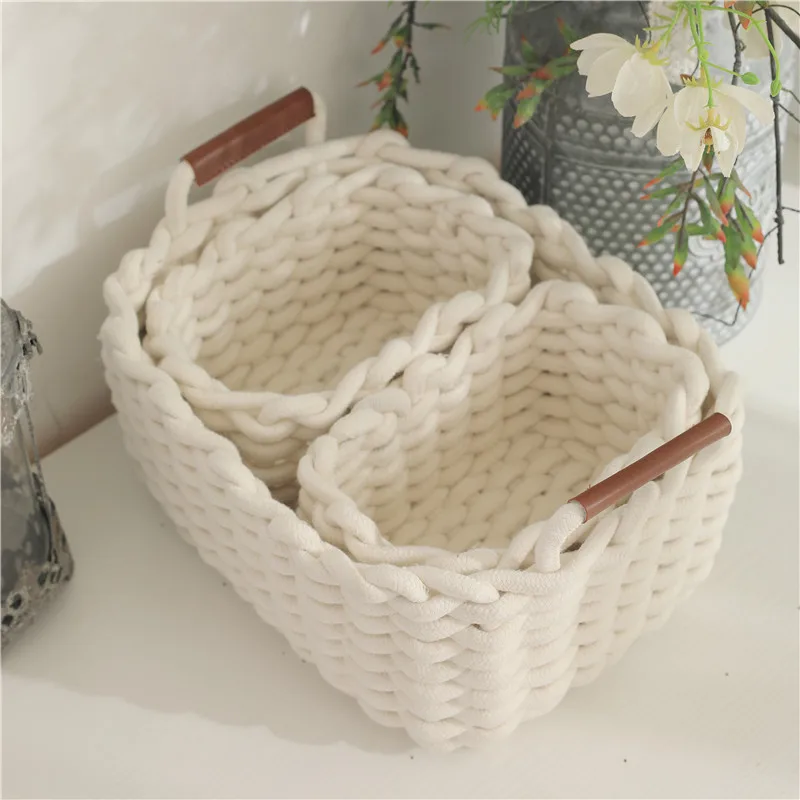2022 new cotton rope woven storage basket cosmetic pet toy storage box small cotton rope basket for storage