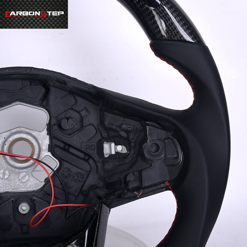 Hand Sewing Custom Black Leather Carbon Fiber Steering Wheel For Toyota Supra