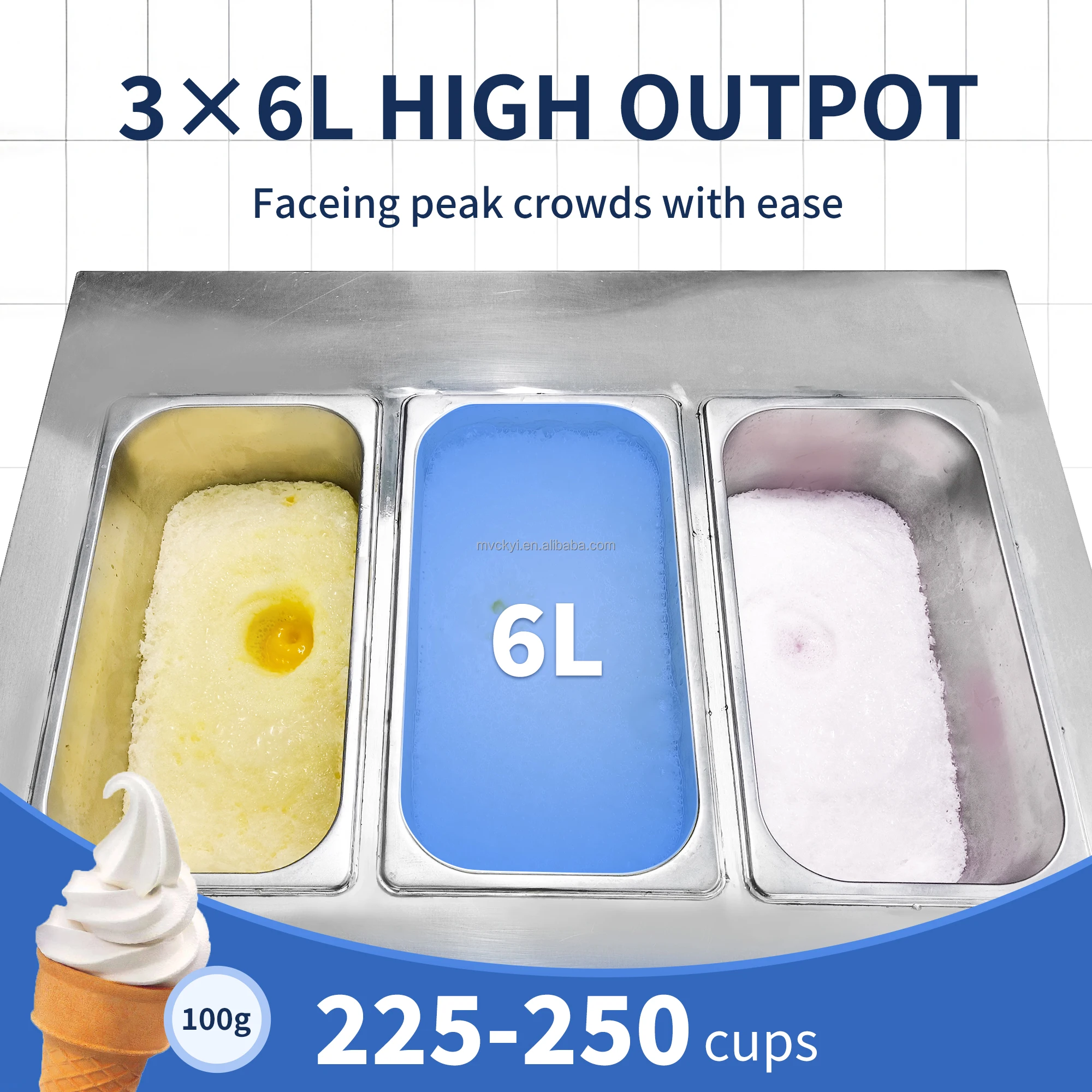 Mvckyi Countertop Automatic Sundae FROZEN COCKTAILS Freezer 5 Nozzle Italian Soft Serve Ice Cream Acai Machine