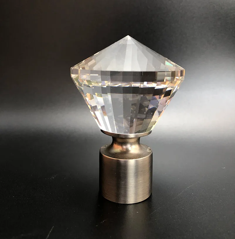 Best selling cheap transparent acrylic custom designed diamond crystal curtain rod finial