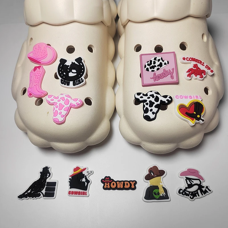Best-selling design Cowboy Garden Shoes Charm Shoes Pink Cowboy Girl Boots Charm Wholesale Gun Boots Cork charm